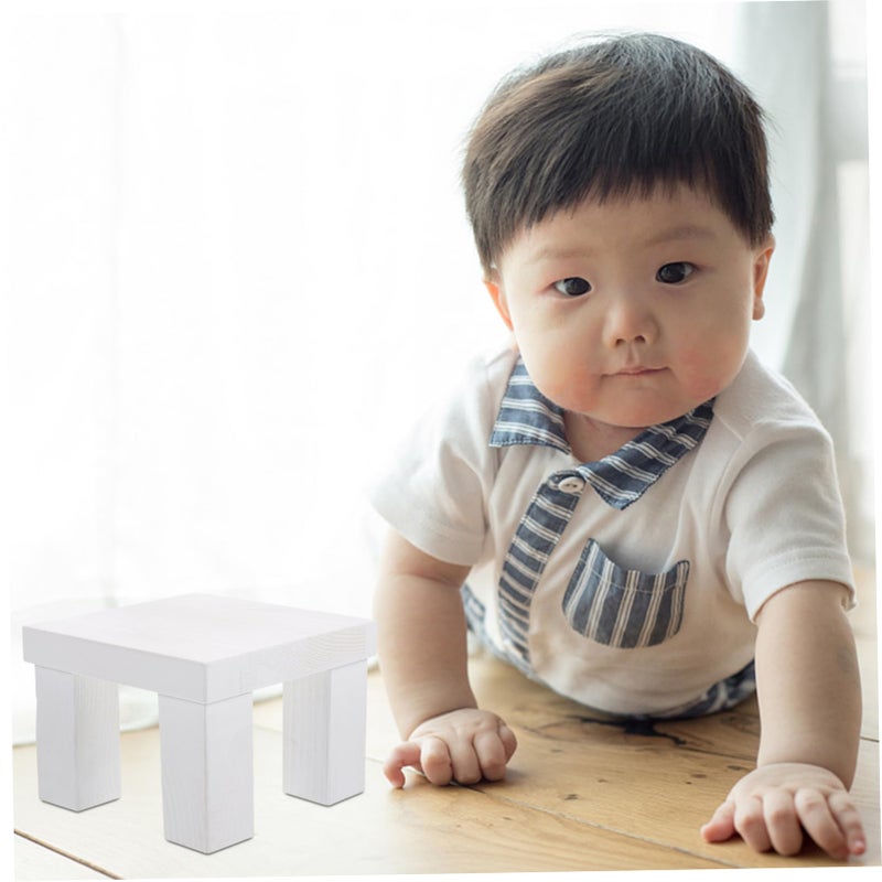 Mini Wooden Stool Natural Finish Photography Prop Newborn Photoshoot Decorative Bench - Image 3
