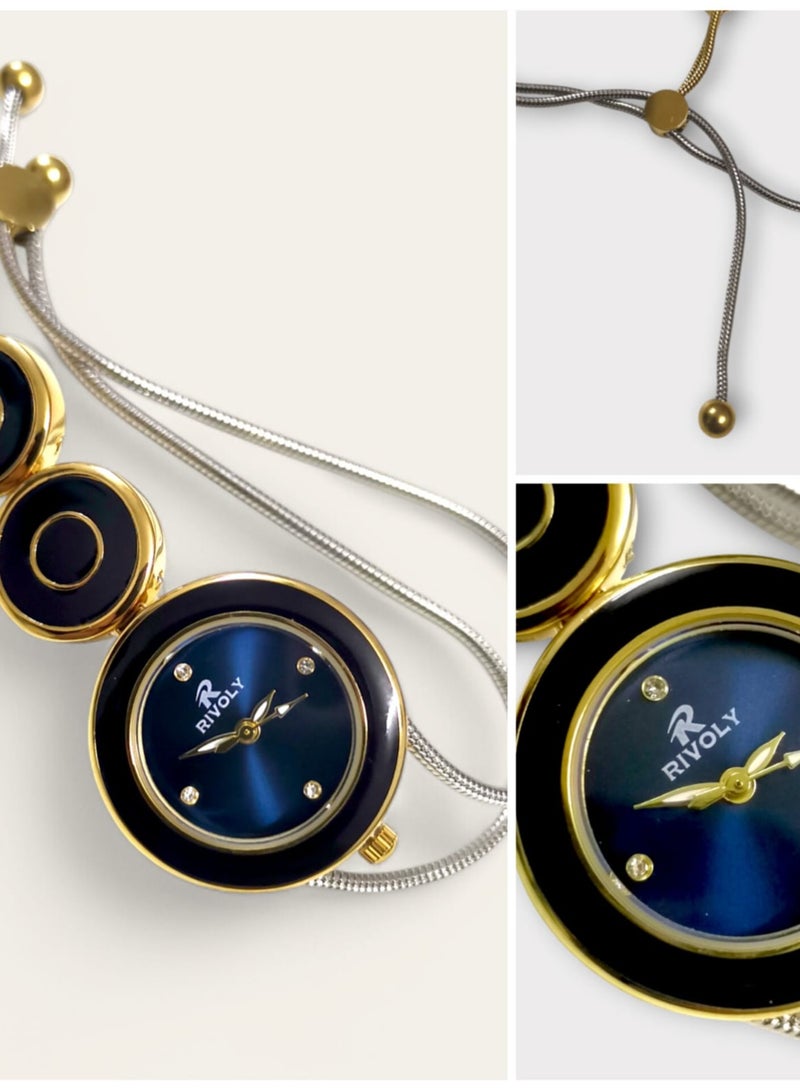 Rivoly Elegant women's stainless-steel set consisting of a waterproof watch with a set of bracelets, rings, necklaces, and earrings - Image 3