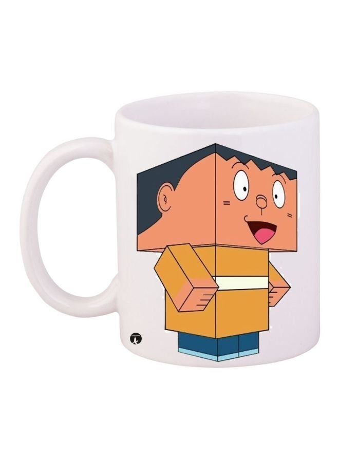 RYN Cartoon Printed Coffee Mug White/Beige/Yellow 11ounce