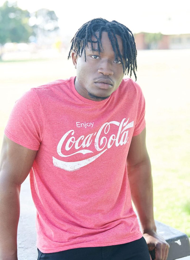 Coca-Cola Men's Classic Vintage Logo T-Shirt in Red Heather - Image 5
