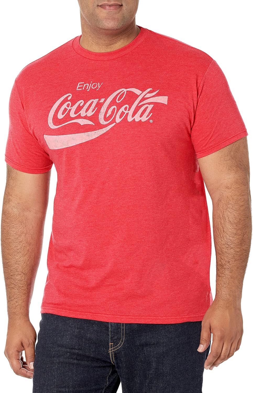 Coca-Cola Men's Classic Vintage Logo T-Shirt in Red Heather