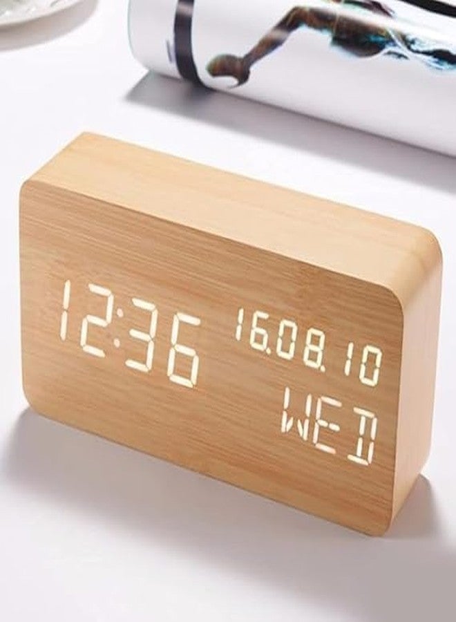 JAMBUVANTI® Digital Desk Alarm Clock, Wooden Finish Smart Digital Smart Date & Time Show LED Display Reminder Watch Kids Bed-Room Study Table-top Smart Alarm Watch LED Clock for Bedroom,Livingroom - Image 3