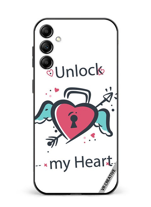 Protective Case Cover For Samsung Galaxy A14 5G/A14 Unlock My Heart Design Multicolour