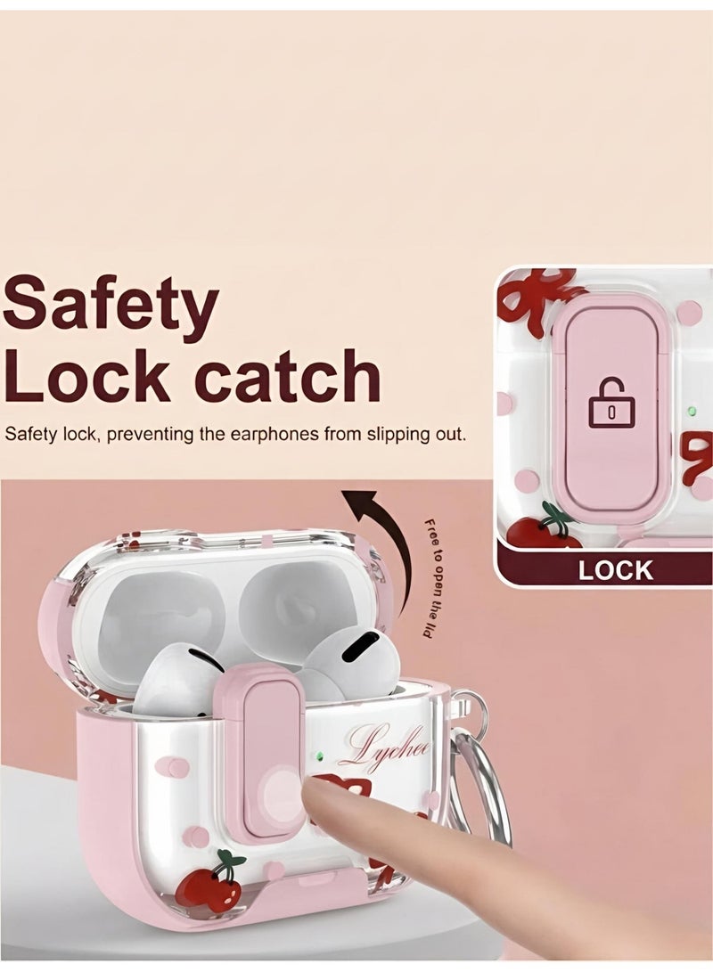 Cherry & Ribbon Case for AirPods 4 with Safety Lock and Phone Stand - Pink - Image 5