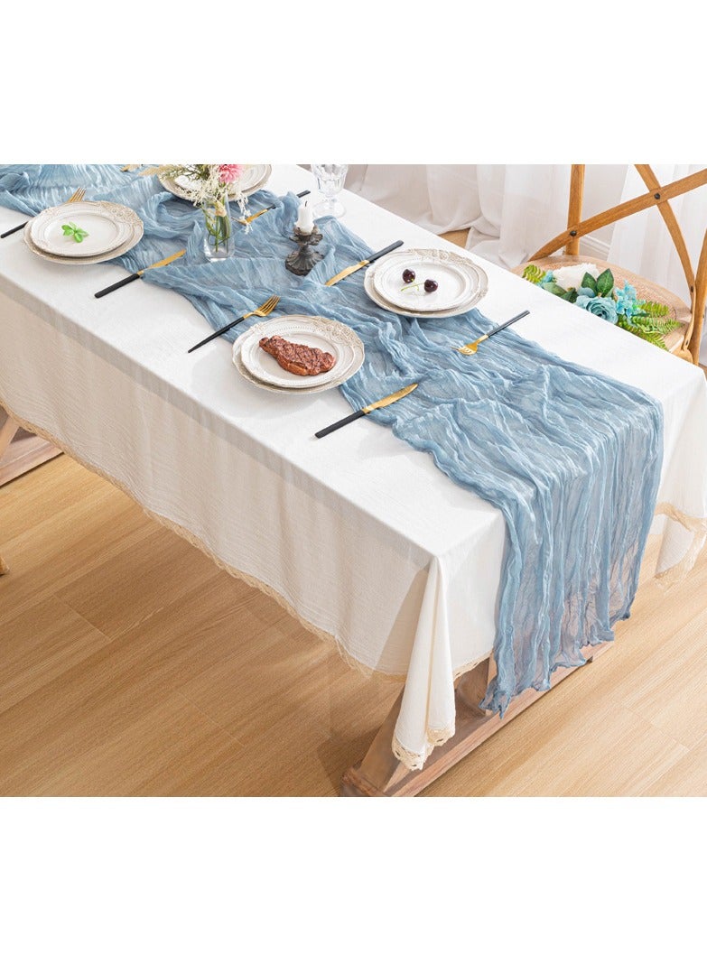 PYC Cheesecloth Table Runner, 118 x 35in" Rustic Gauze Boho Wedding Table Runner Decoration, Vintage Table Centerpieces, Table Cloth, for Wedding Reception Bridal Shower Birthday  - Image 1