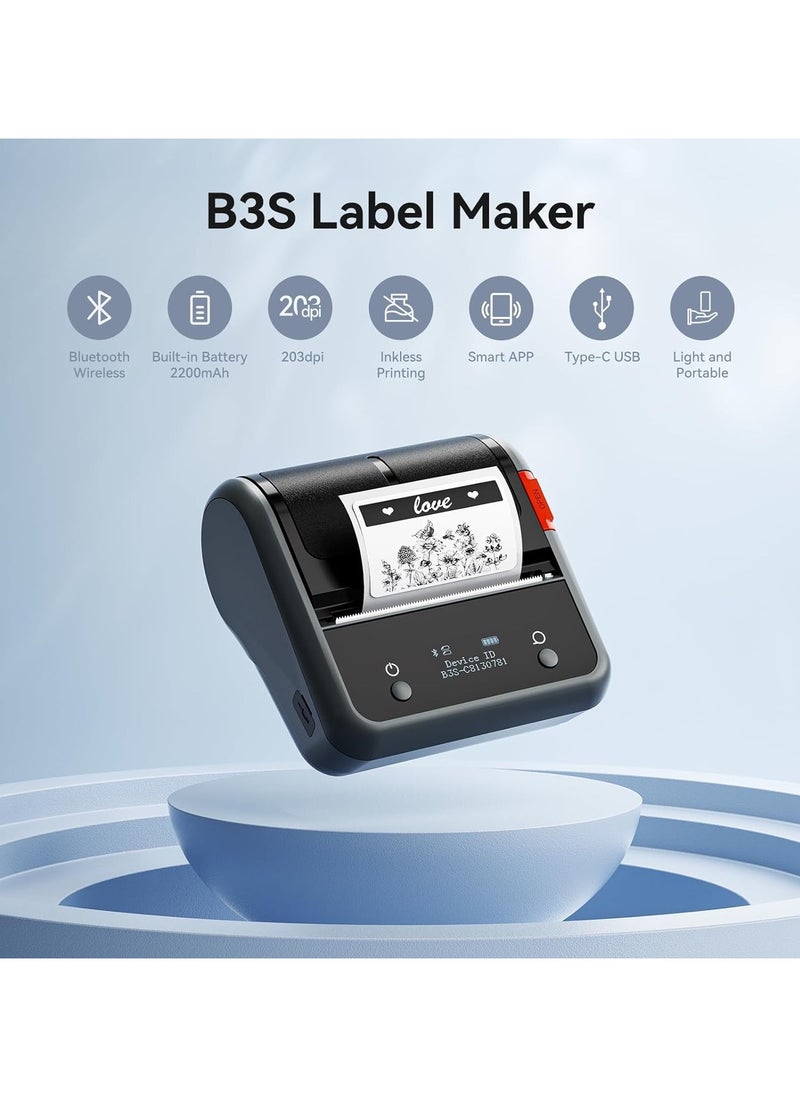 NIIMBOT - B3S Thermal Label Maker Machine, Inkless Label Printer with 20-75mm Print Width, Portable Bluetooth Thermal Label Maker with 1 Roll 70*40mm White Tape, Great for Clothing, Barcode, Supermarket, Retail Store and Home Printing Barcodes & Small Business - Image 1