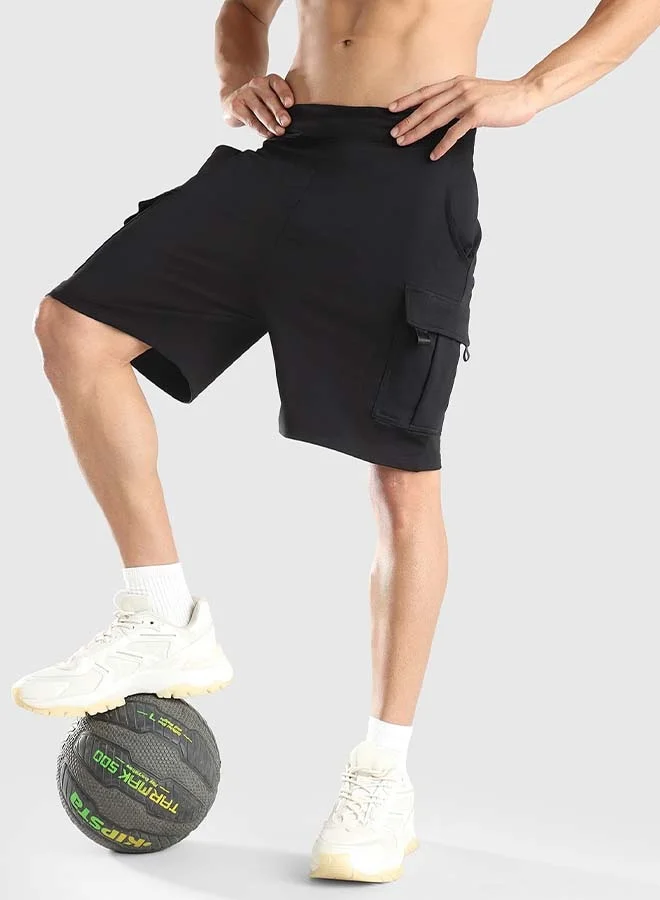 Musclemind Black Men's Cargo Shorts for Men | Best Price UAE