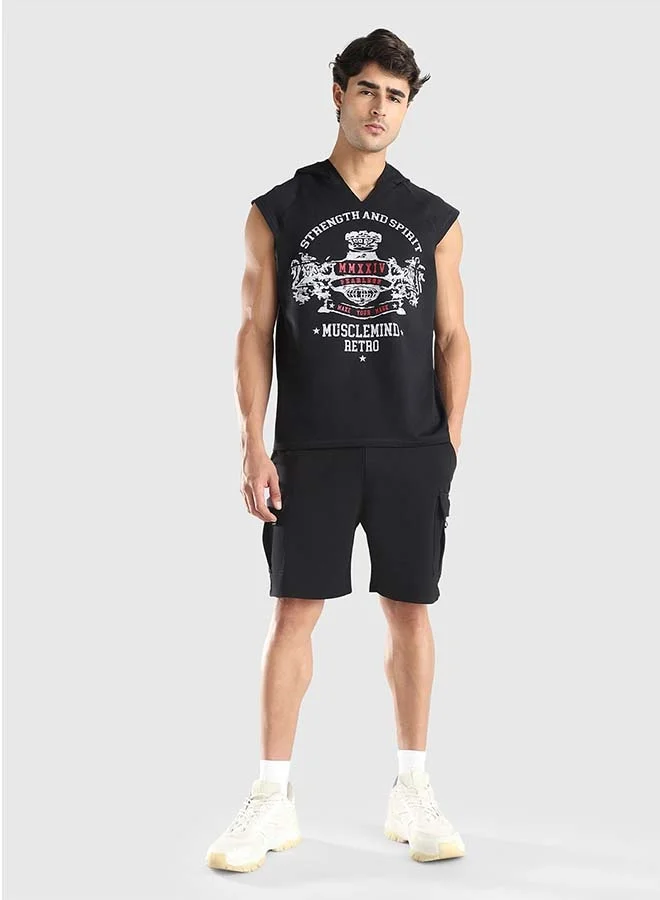 Musclemind Black Men's Cargo Shorts for Men | Best Price UAE