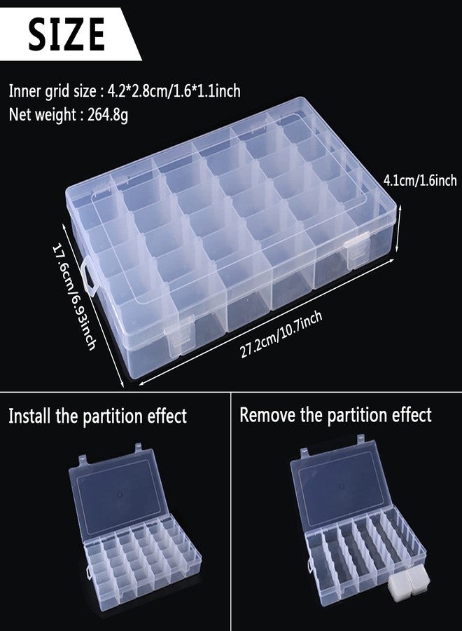 Odowalker 5Pack 36 Grids Clear Plastic Organizer Box with Adjustable Dividers Storage Container Jewelry Box for Beads Art Crafts Pieces Letter Board Fishing Tackles Rock Collection with 2000pcs Label Stickers - Image 2