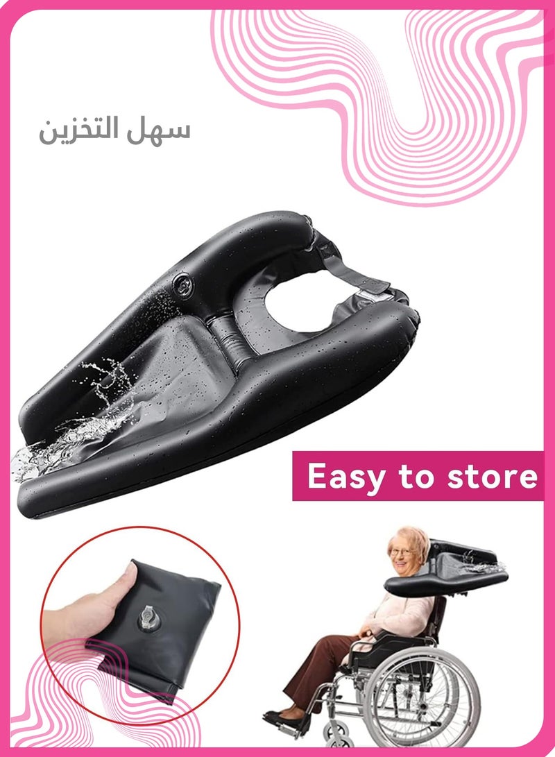 شي آند ليتل وعاء غسل الشعر القابل للنفخ, حوض شامبو محمول قابل للطي للاo Bowl for Sink and Bedستخدام في السرير أو المغسلة، مثالي لكبار السن والمعاقين والحوامل والأطفال، مع منفاخ هواء  - Image 3