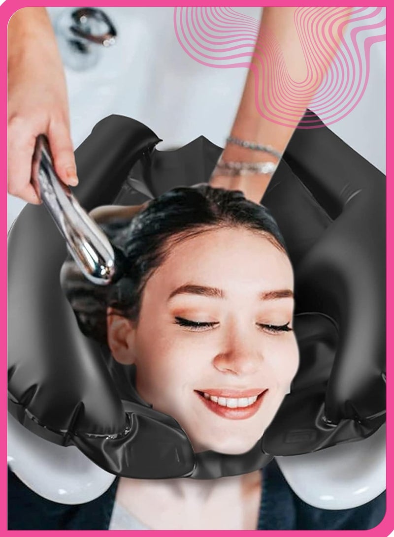 شي آند ليتل وعاء غسل الشعر القابل للنفخ, حوض شامبو محمول قابل للطي للاo Bowl for Sink and Bedستخدام في السرير أو المغسلة، مثالي لكبار السن والمعاقين والحوامل والأطفال، مع منفاخ هواء  - Image 5