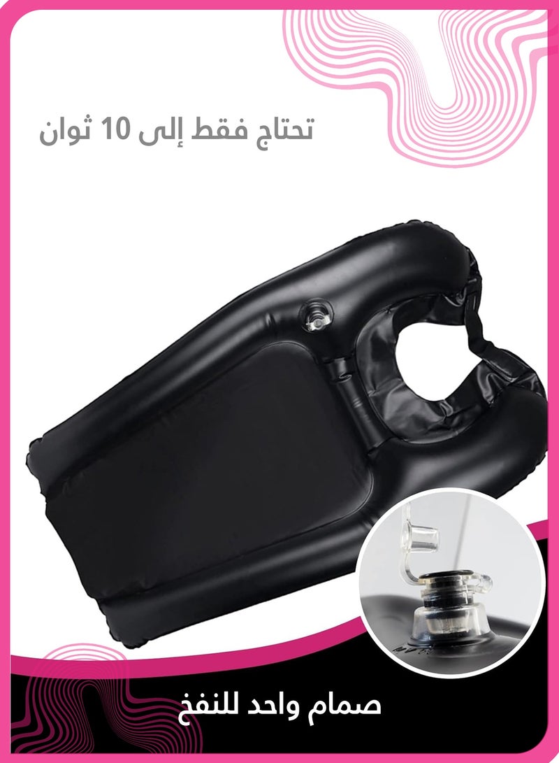 شي آند ليتل وعاء غسل الشعر القابل للنفخ, حوض شامبو محمول قابل للطي للاo Bowl for Sink and Bedستخدام في السرير أو المغسلة، مثالي لكبار السن والمعاقين والحوامل والأطفال، مع منفاخ هواء  - Image 2