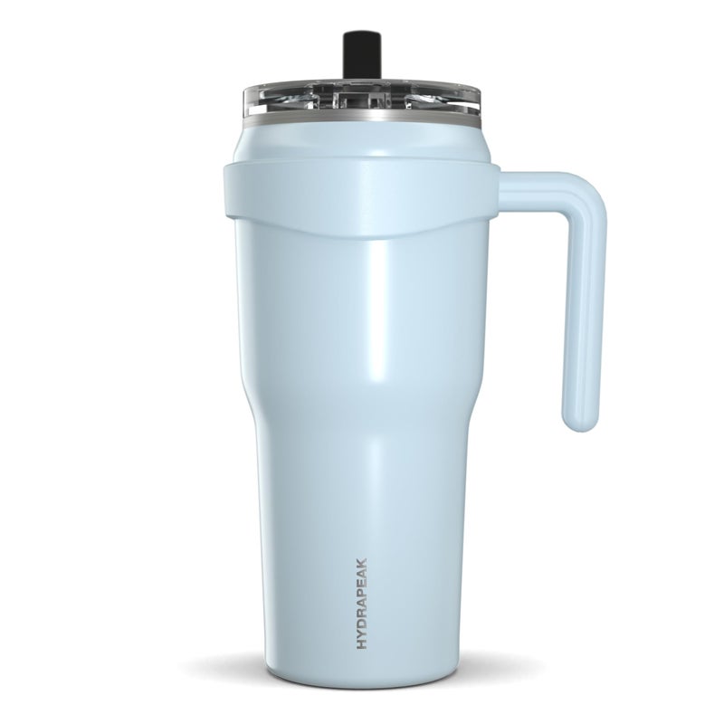 Hydrapeak Roadster 40oz Stainless Steel Tumbler Double Wall Vacuum Insulated Water Bottle With Handle And 2 in 1 Straw Lid Powder Blue