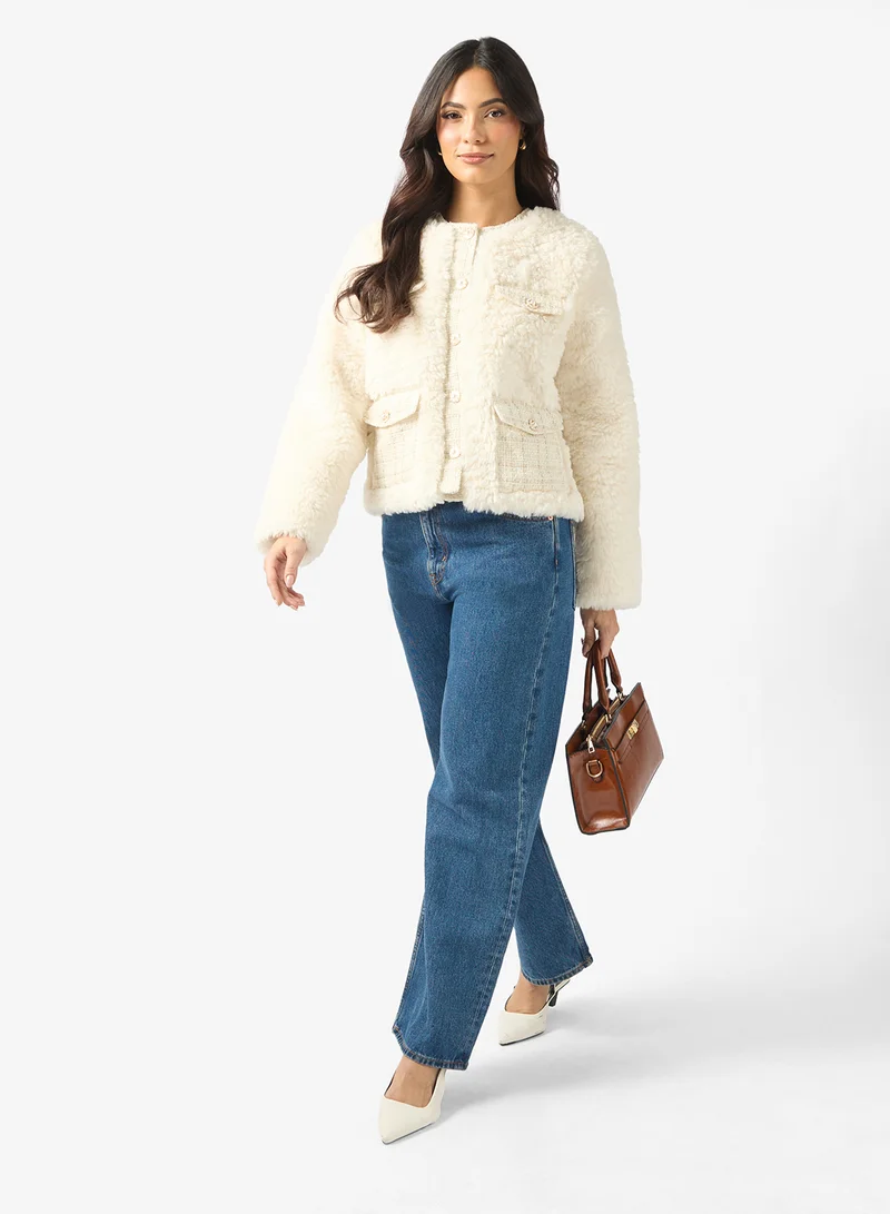 Vero Moda  VMCAROLYN Buttoned fur detail JACKET for Women | Best Price UAE