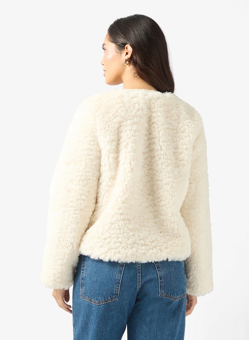 فيرو مودا جاكيت كارولين بياقة فرو وأزرار - Image 2