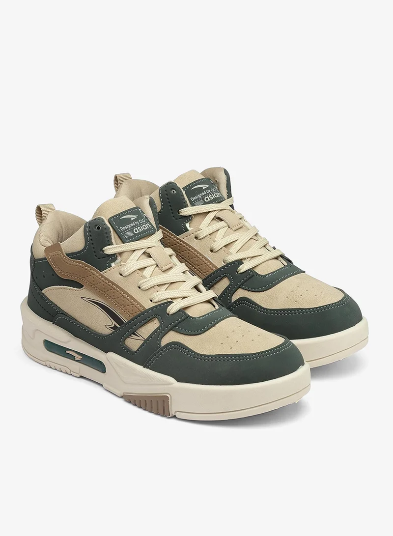 Asian  Men's Beige and Green Casual Sneakers for Boys for Men | Best Price UAE