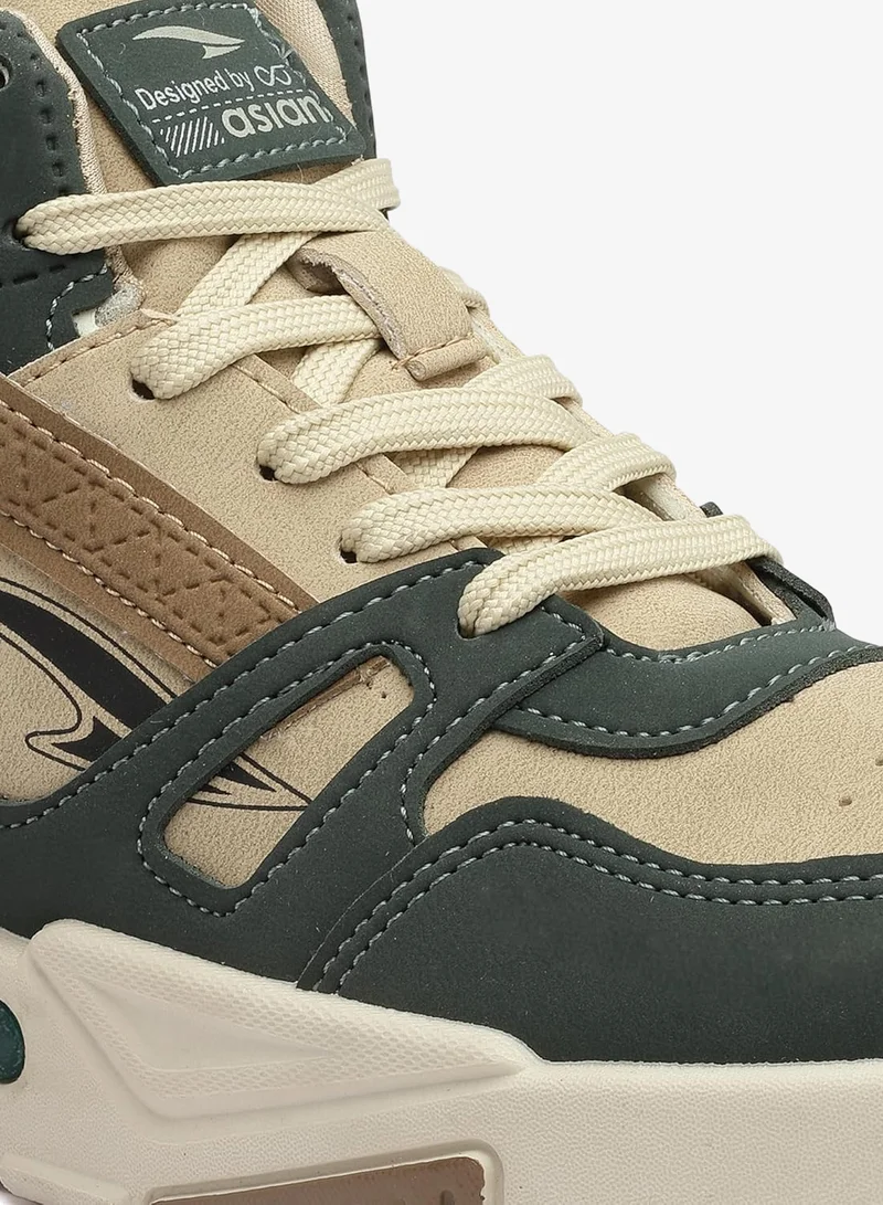 Asian  Men's Beige and Green Casual Sneakers for Boys for Men | Best Price UAE