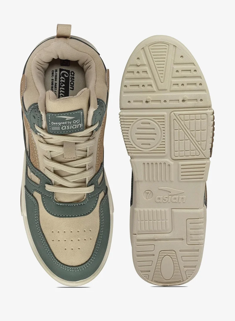 Asian  Men's Beige and Green Casual Sneakers for Boys for Men | Best Price UAE