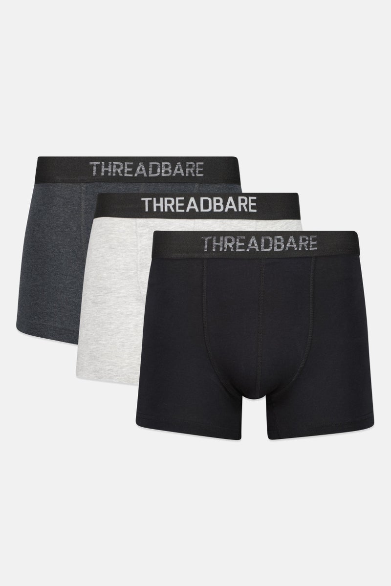 Threadbare Men 3 Pieces Brand Logo Boxer Brief, Multicolor - Image 1