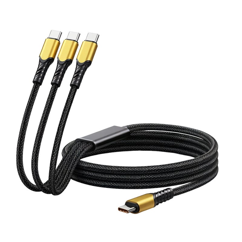 100W Super Fast Charging Cable 3-in-1 Charging Cable Universal Type-C Port Fast Charging Data Cable Type-C to 3 Type-C - Image 1