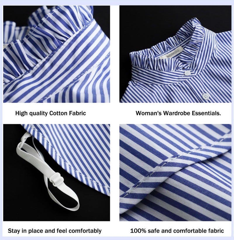 NIDMIDO Women Ruffle Mock Neck Detachable Half Blouse Shirts Fake Collar Dickey Collar Faux False Collar for Girls - Image 5