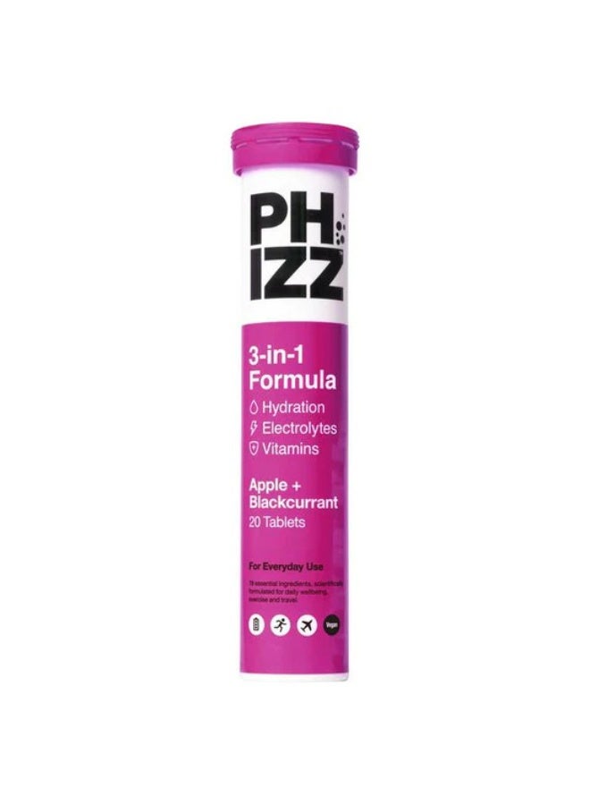 PHIZZ Daily  3-in-1 - Hydration- Elctrolytes -Vitamins Apple Blackcurrant 20 Effervescent Tablets - Image 1