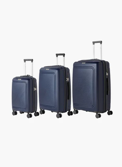 Wave Men Textured 3-Piece Hardcase Trolley Bag with Retractable Handle Set Set-3 - 20-24-28