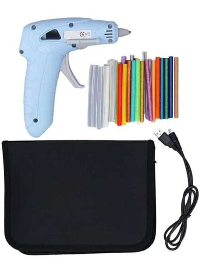 Cordless Mini Hot Glue Gun Blue Rechargeable with 30 Glue Sticks for DIY Crafts Home Decor - Image 2