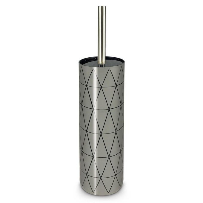 MIAMI POLYSTYRENE TOILET BRUSH HOLDER BATHROOM CLEANER SILVER