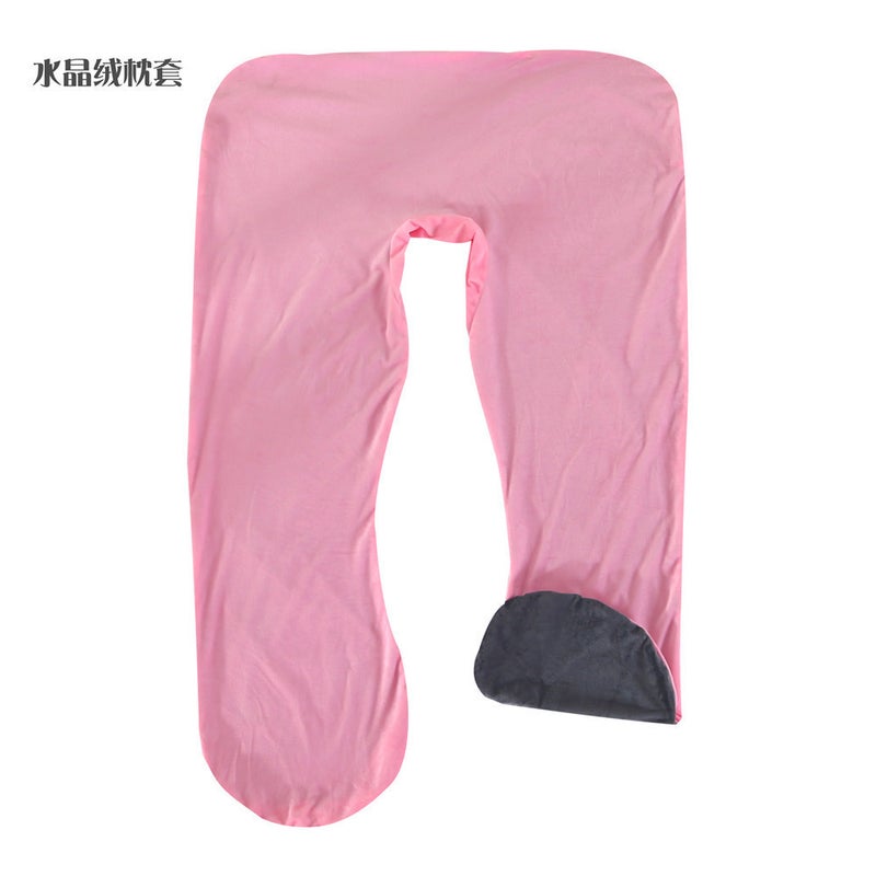 U-Shaped Pregnant Women Pillow Case Crystal Velvet Cotton Washable Removable Side Sleeping Pillow Case Pregnant Women'S Waist Cover - Image 1