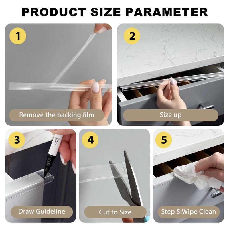 Enjaya Cabinet Protectors for Kitchen Cabinets, Cabinet Door Protector Trash Drawer Protector Edge Guard, Plastic Slip on Protectors for Cabinetsâ€“ 3/4" Thick, 18" Length - Image 3