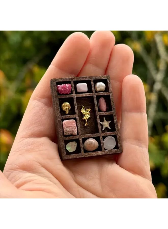 Wooden Jewelry Organizer 2.76 Inch Desktop Storage Rack with Multiple Compartments for Gemstones - Image 3
