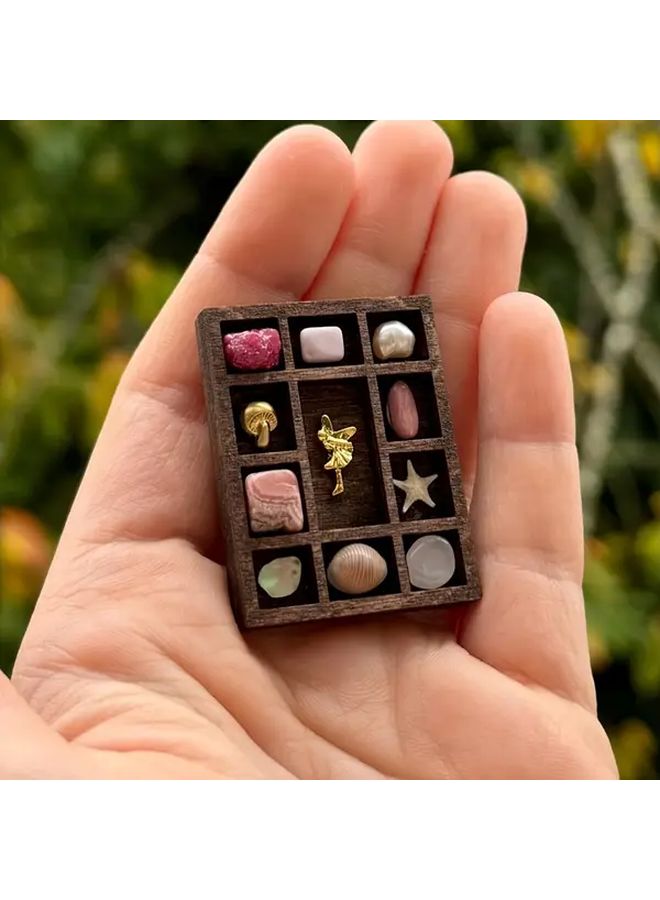 Wooden Jewelry Organizer 2.76 Inch Desktop Storage Rack with Multiple Compartments for Gemstones - Image 2