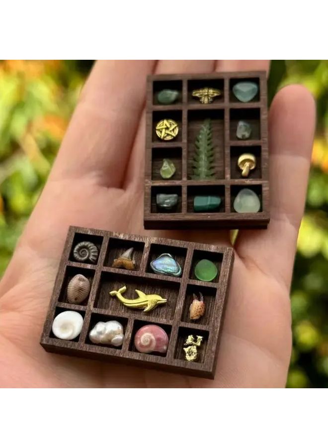 Wooden Jewelry Organizer 2.76 Inch Desktop Storage Rack with Multiple Compartments for Gemstones - Image 1