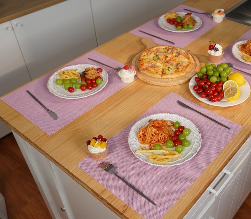 Zupro Placemats Set of 4 Washable Heat-Resistant Non Slip Braided Table Mats Woven PVC Vinyl Kitchen Dining Patio Table Place Mats for Dinner Parties BBQs Indoor and Ourdoor Use.18"x12"(Pink) - Image 3