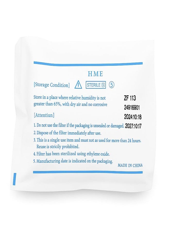 Nispira 6 Tracheostomy Filter Heat Moisture Exchanger HMEs Humidifier Supplies. Individually Packaged. - Image 3