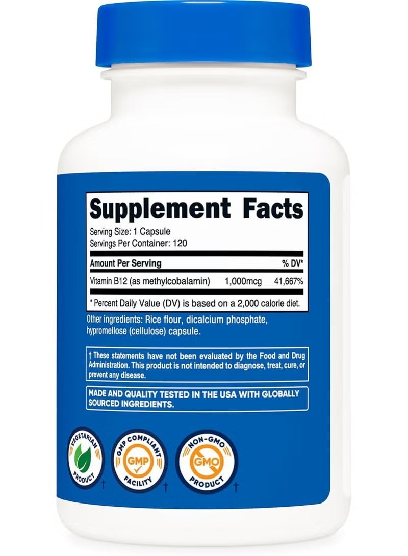 Nutricost, Vitamin B12, 1,000 mcg, 120 Capsules - Image 2