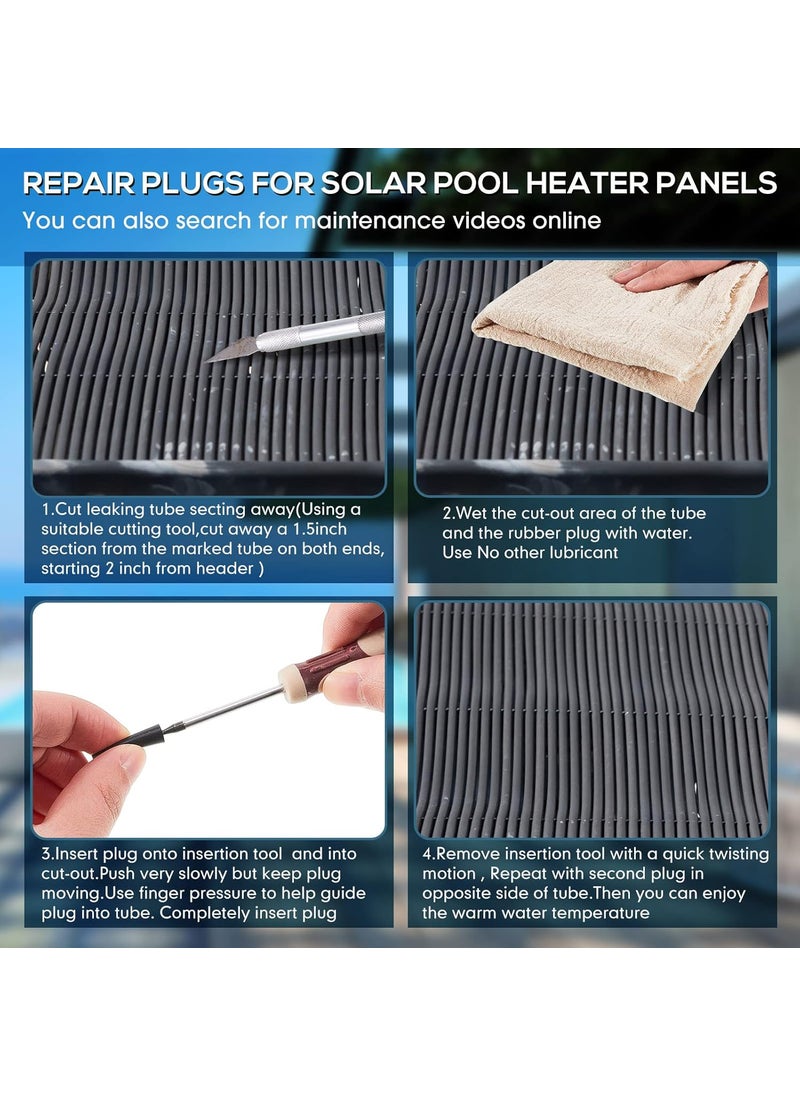 Riakrum 60 Pcs Pool Solar Panels Repair Plugs Solar Pool Heater Repair Kit Pool Solar Plugs for Solar Swimming Pool Heater Panels Black 0250  - Image 4