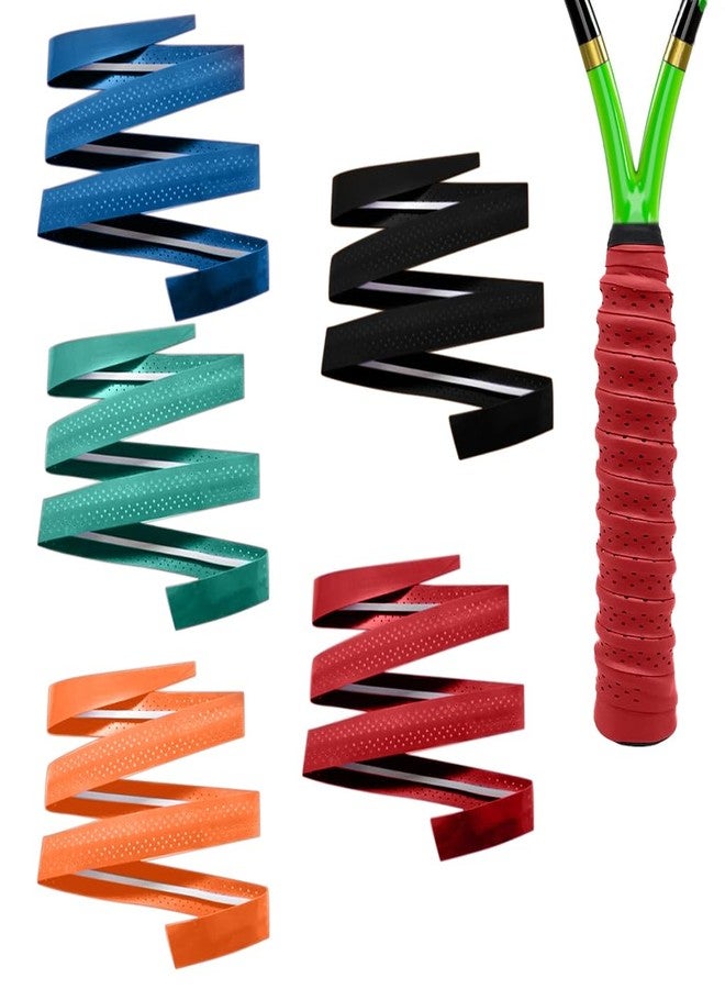 Proberos® 5 Rolls Tennis Racket Grip Anti Slip Perforated Super Absorbent Badminton Racquet Overgrip Tape,Sweat Absorption Badminton Racquet Replacement Cushion Grip - Image 1
