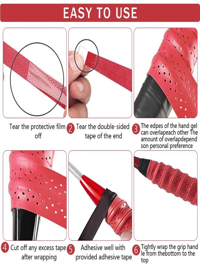 Proberos® 5 Rolls Tennis Racket Grip Anti Slip Perforated Super Absorbent Badminton Racquet Overgrip Tape,Sweat Absorption Badminton Racquet Replacement Cushion Grip - Image 3