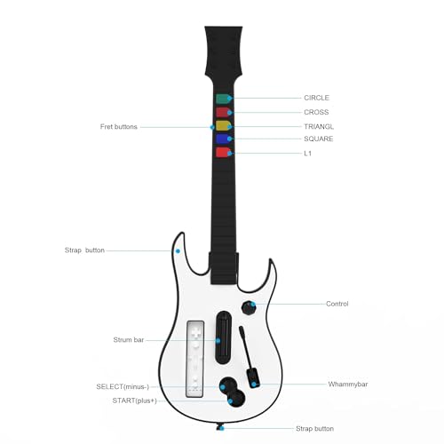 NBCP Wireless Wii Guitar Controller – Compatible with Guitar Hero on Wii, Supports Clone Hero & Band Games – White - Image 5