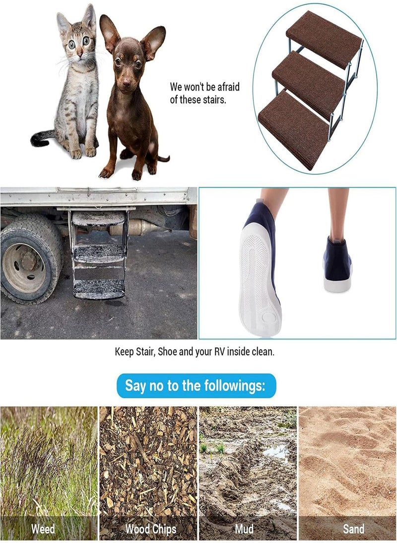 RV Steps Covers Rugs | Size Adjustable RV Step Covers, RV Accessories | Washable RV Step Cover Mat Rugs with Holes & Spring Hooks Wrapping around RV Stairs, RV Steps Carpet Fits 8-10 Inch Wide RV