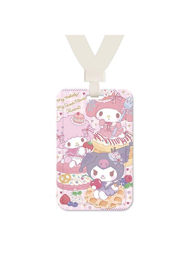 NIBEMINENT 1 - Piece Cake Sanri Kpop Photo Card Holder Pendant Key Chain ID Badge Holder ID Card Holder Photo Card Protector for School ID Office ID Access Card for Women Girls 
