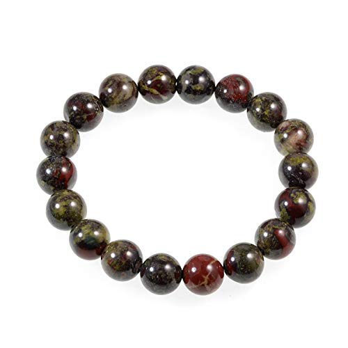 AD Beads Natural Gemstone Round Beads Stretch Bracelet Healing Reiki 10mm Bloodstone - Image 1