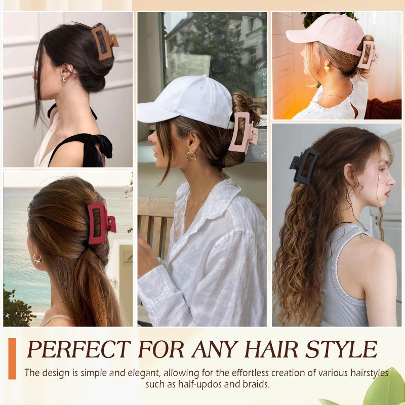 Glaudmeiss 4 PCS Silicone Flexible Hair Claw Clips for Women, Cloud Soft Clips, Hair Claw Clips for Hat, Jumbo Claws clips for Thick Hair, Unsnappable Non-slip Rectangle Hair Clips - Image 3