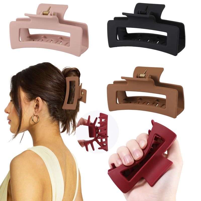 Glaudmeiss 4 PCS Silicone Flexible Hair Claw Clips for Women, Cloud Soft Clips, Hair Claw Clips for Hat, Jumbo Claws clips for Thick Hair, Unsnappable Non-slip Rectangle Hair Clips - Image 1