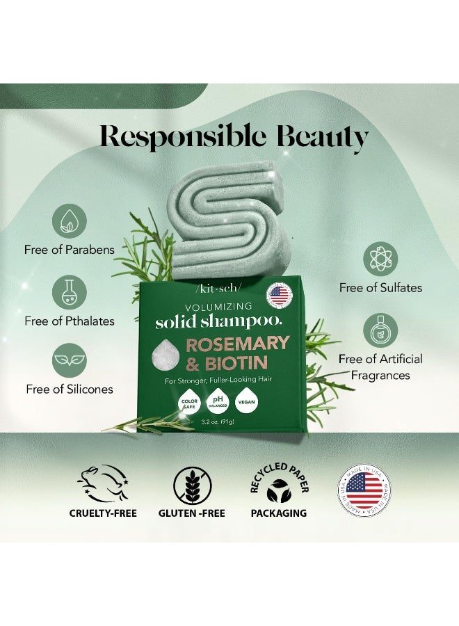 Kitsch شامبو بار طبيعي كيتش روزماري وبيوتين لتكثيف الشعر | شامبو مقوي ومكثف لجميع أنواع الشعر، مصنوع في الولايات المتحدة، نباتي، خالي من البارابين والسلفات، وصابون خالي من القسوة - Image 5