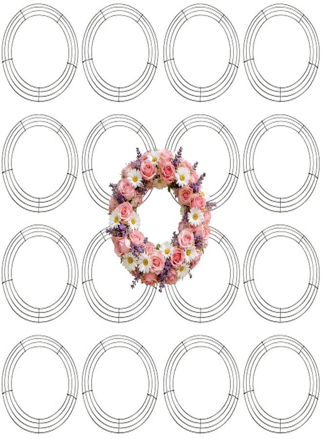 MOUYAT 16 Pack 12 Inch Wire Wreath Frame, Round Green Metal Wreath Form for DIY Christmas Wedding Party - Image 1