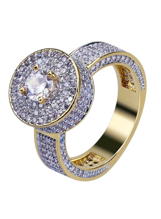 Direct Best Gold Ring Europe And The United States New 18k Real Gold Plating Micro Inlaid Zircon Hip Hop Ring