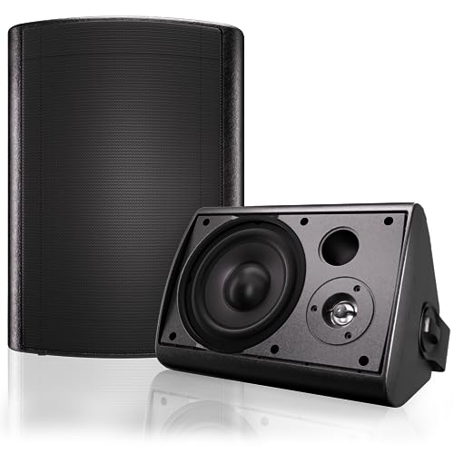 Herdio 65 Inches Outdoor Bluetooth Speakers Waterproof with Powerful BassWall Mount Speakers Wired Weather Resistant for Patio Home Deck Porch Backyard 400 WattsBlack - Image 1